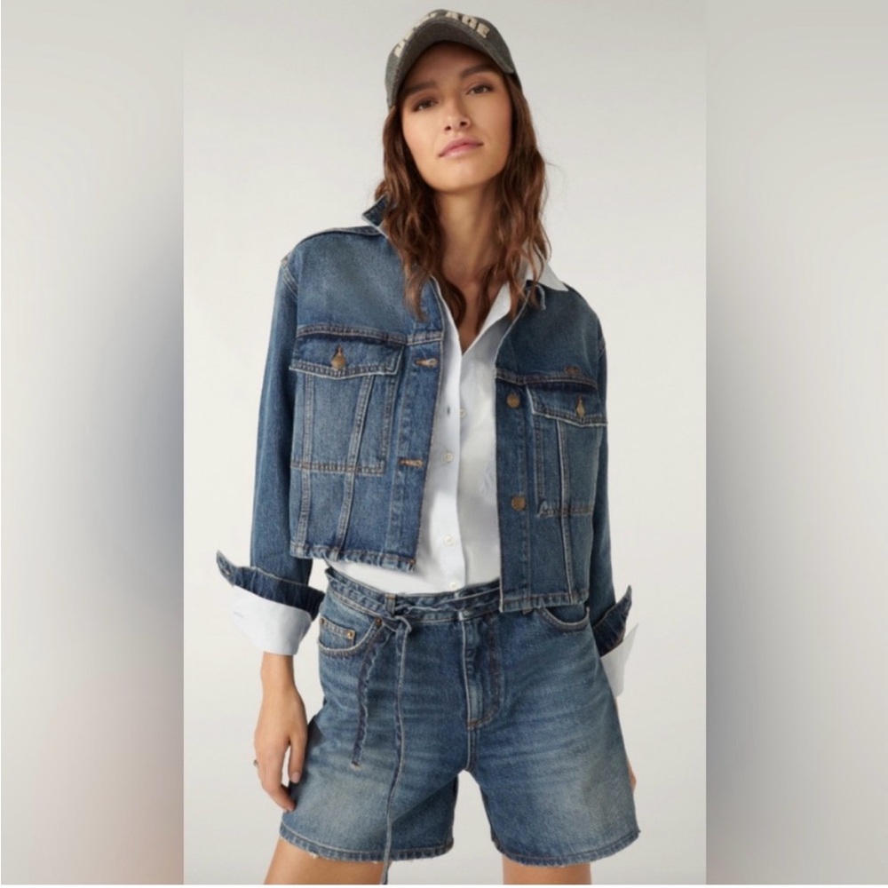 ba&sh Cropped Denim Jacket size L